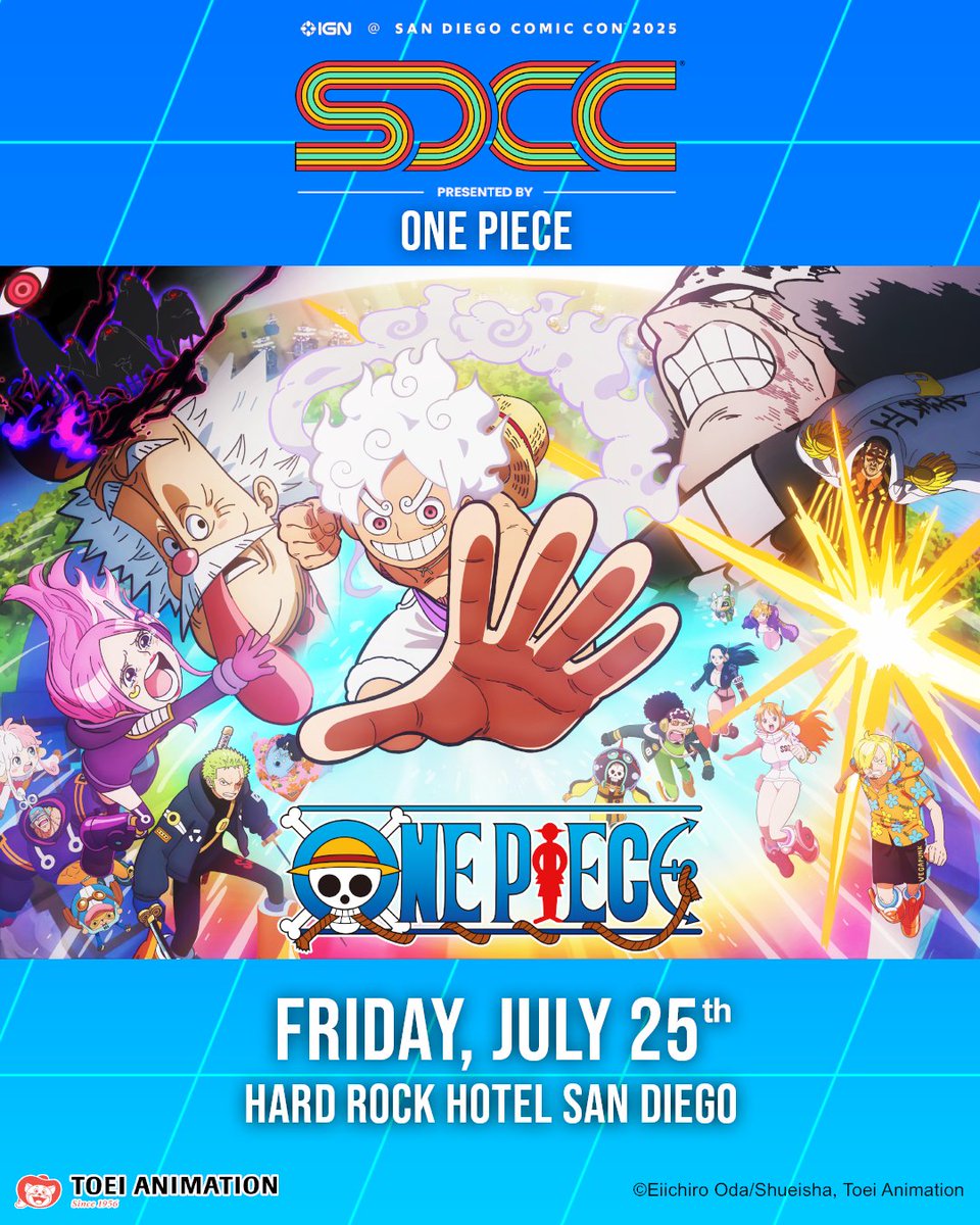 ToeiAnimation's tweet image. This Thursday only - July 24 - stop by our survey desk at our booth (3635) at SDCC for a chance to enter our giveaway of tickets to the “IGN After Party at San Diego Comic-Con 2025 - Presented by ONE PIECE”! You MUST be 21 or older to enter. 🏴☠️🎉
#IGNxONEPIECE #SDCC #SDCC2025…
