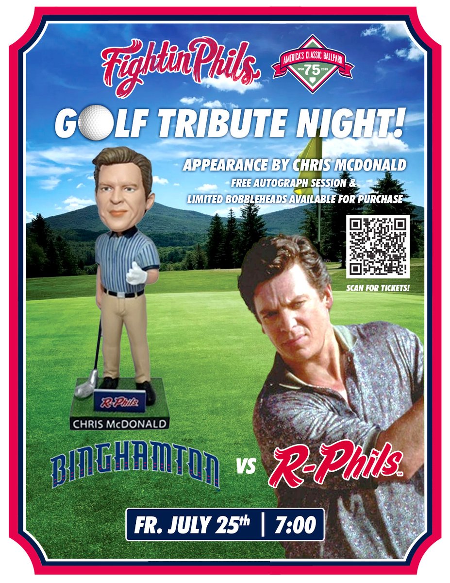ReadingFightins's tweet image. Golf Tribute Night is this Friday ⛳
See Chris McDonald, and there are still a limited number of bobbleheads available for purchase!
Get tickets at rphils.com/ticketsnumber