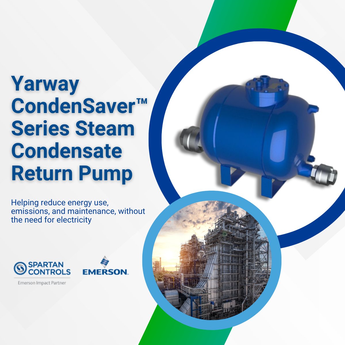The Yarway CondenSaver™ Series Steam Condensate Return Pumps returns hot condensate for reuse as boiler feedwater.  With a cavitation-free design and no electric components, it’s a dependable option for improving steam system performance. ow.ly/oNQp50Wtp87
