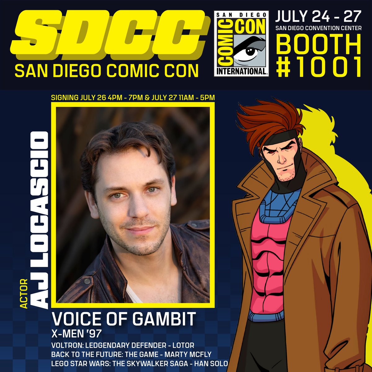 Unknown_Comics's tweet image. Chère, he's here! 🃏
Meet AJ LoCascio, the voice of Gambit from X-Men '97, at SDCC! He'll be at Booth #1001, July 26-27!
#SDCC #Gambit #AJLoCascio #XMen97 #VoiceActor