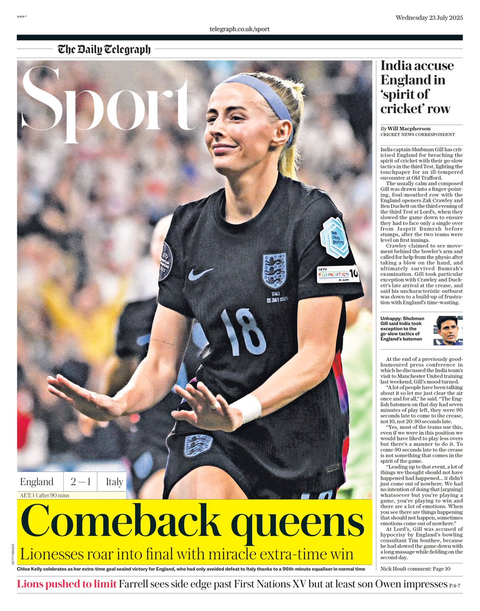 jacksurfleet's tweet image. Wednesday's *updated* DAILY TELEGRAPH SPORT: Comeback queens
#TomorrowsPapersToday