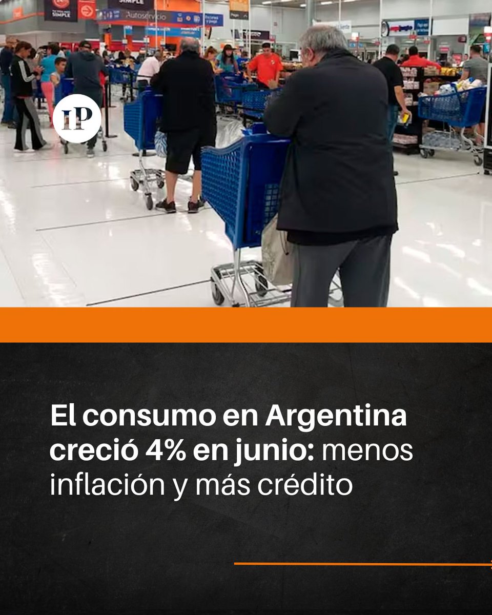 📈 En junio de 2025, el consumo en Argentina creció un 4% interanual y un 2,9% respecto de mayo, según la Cámara Argentina de Comercio y Servicios (CAC).

📲 Encontrá más información en iprofesional.com/economia/43357…

#ConsumoPrivado #EconomíaArgentina #Inflación