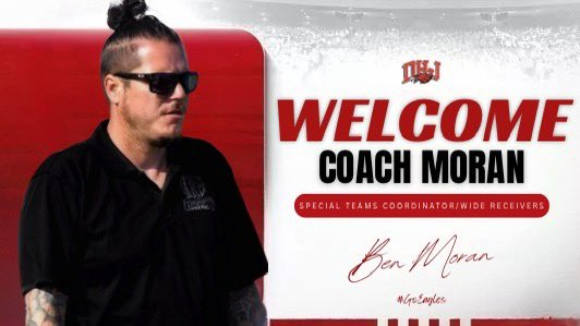 Welcome <a href="/CoachMoran89/">Coach Moran</a> to The Hill! 

Coach Moran will serve as our Special Teams Coordinator/Wide Receivers Coach at DHJ. He comes to us from Crowley HS and has had coaching stops in Kennedale and Polytechnic. 

#GoEagles🦅