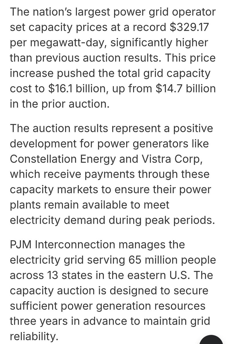 quakes99's tweet image. ⚡ #Nuclear utilities are surging +5% to +8% in after hours trading🌃⚛️⏫💲 following record prices in latest PJM power grid capacity auction.🔨 PJM is the largest grid manager in the #USA 🐳🤠🐂 #Uranium 🌊🏄