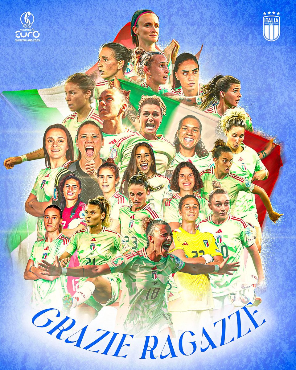 Azzurri_En's tweet image. The girls gave it everything and they have provided us all with so many memories 💙
Thank you, #Azzurre, you've done us proud 🇮🇹
#WEURO2025