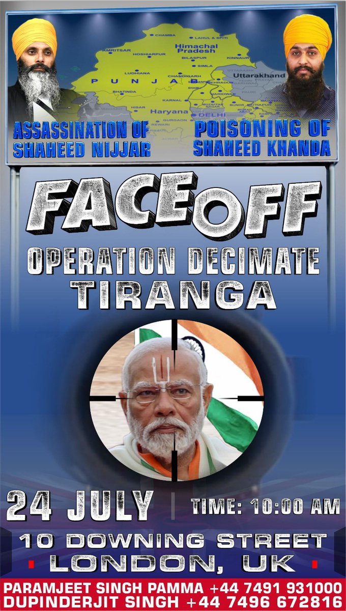 Narinde88279916's tweet image. 🔥🔥 Face OFF 🔥🔥
Operation Decimate Tiranga
24 July - Time: 10AM
10 Downing Street
London, UK