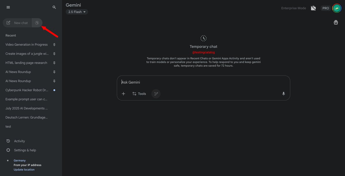 testingcatalog's tweet image. Google is preparing temporary chats for release on Gemini web!