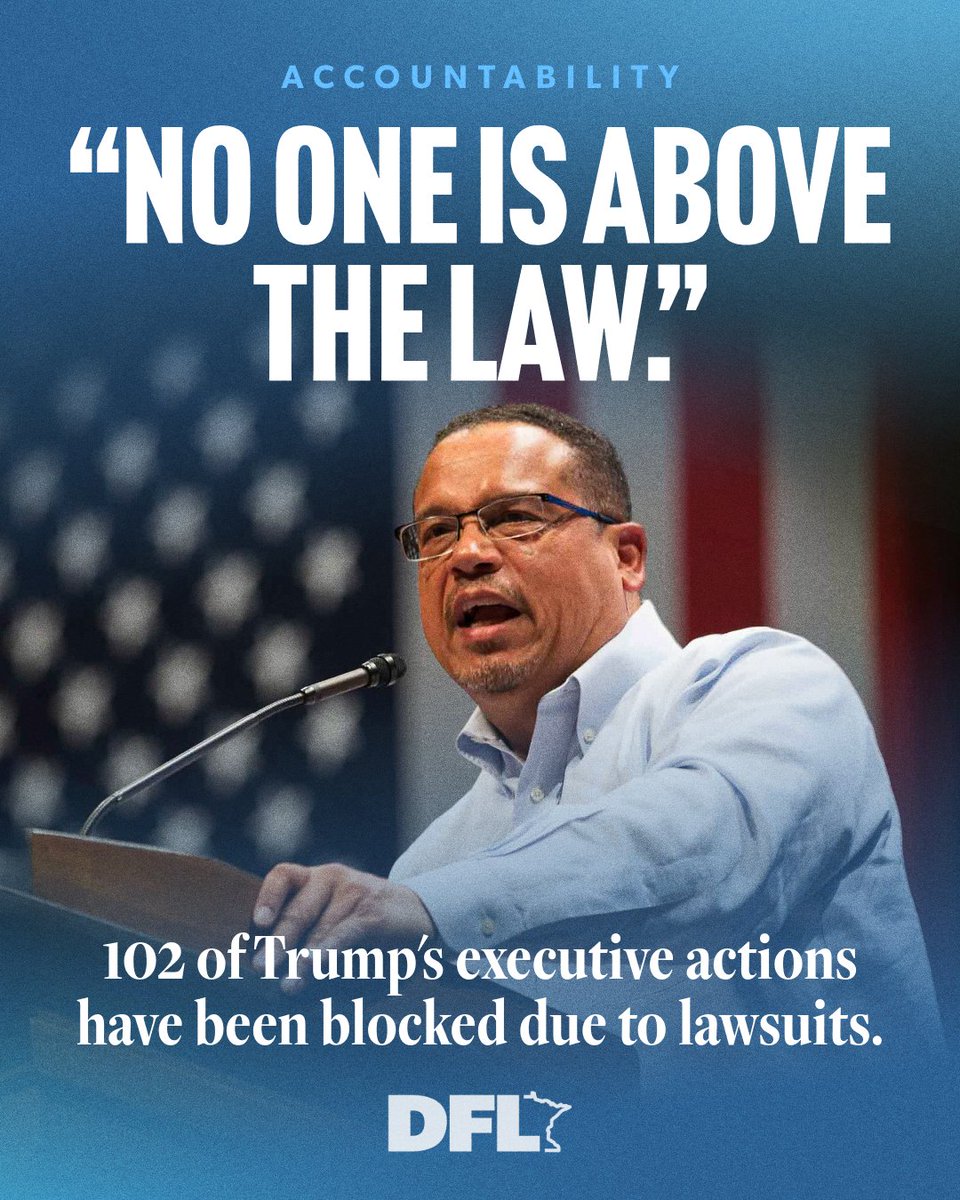 MinnesotaDFL's tweet image. Thanks to Democratic attorneys general like @keithellison and others who stood up, over a hundred of Trump’s illegal orders have been stopped in their tracks.