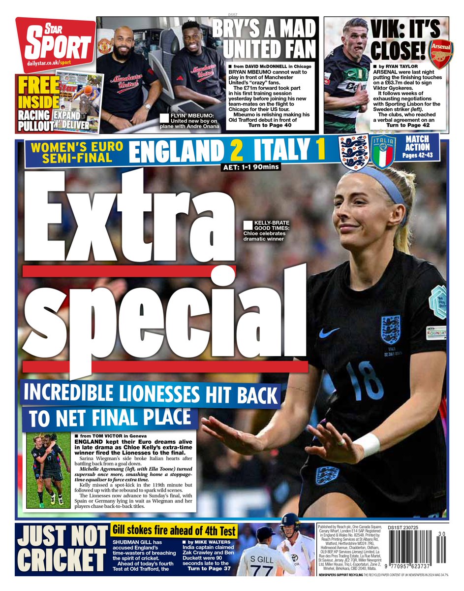 jacksurfleet's tweet image. Wednesday's DAILY STAR SPORT: Extra special
#TomorrowsPapersToday