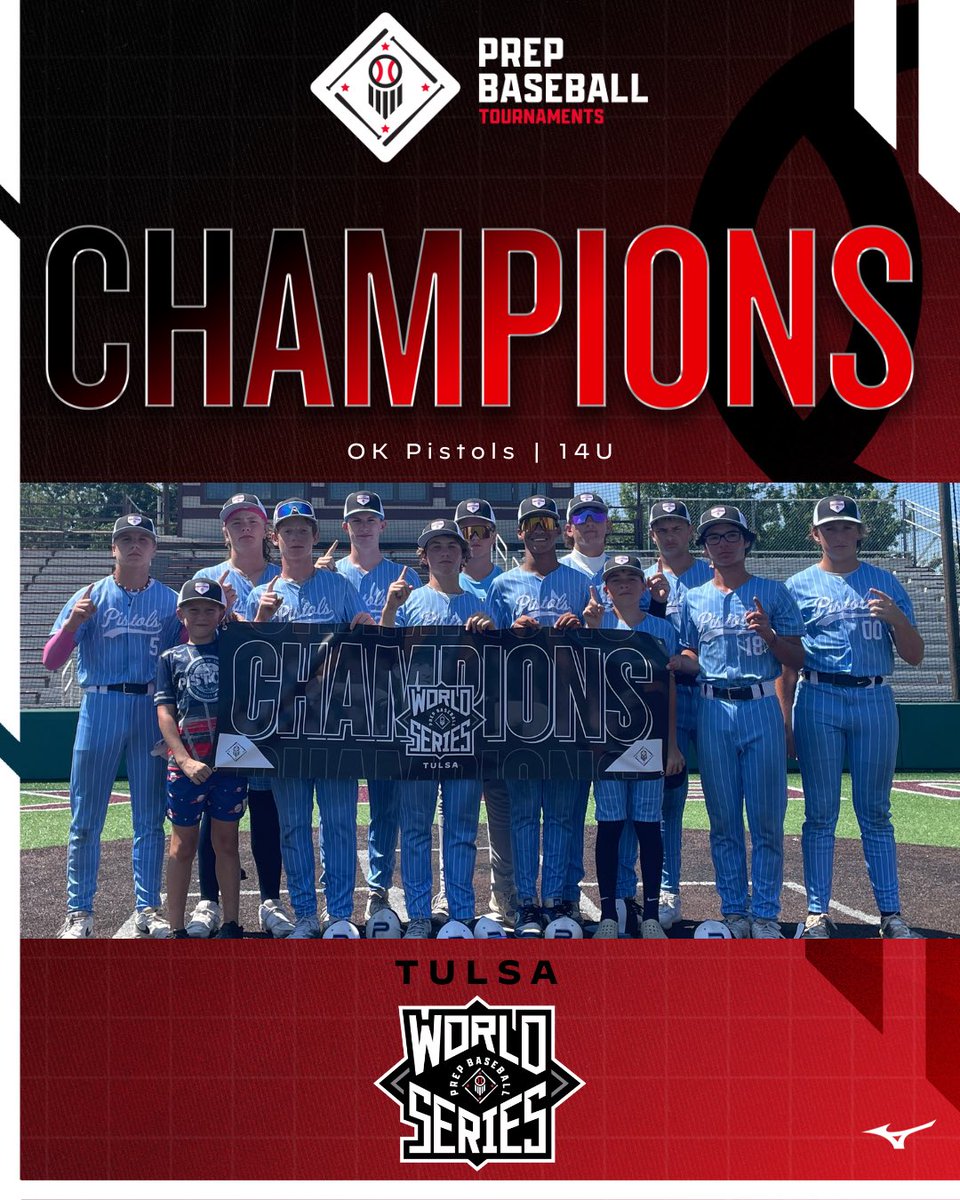 PBRTournaments's tweet image. Congrats to the Champions of the PBT Tulsa World Series!
🏆14U: OK Pistols
🏆15U/16U: Risin Baseball-Shamblin
🏆17U/18U: MMW Oklahoma