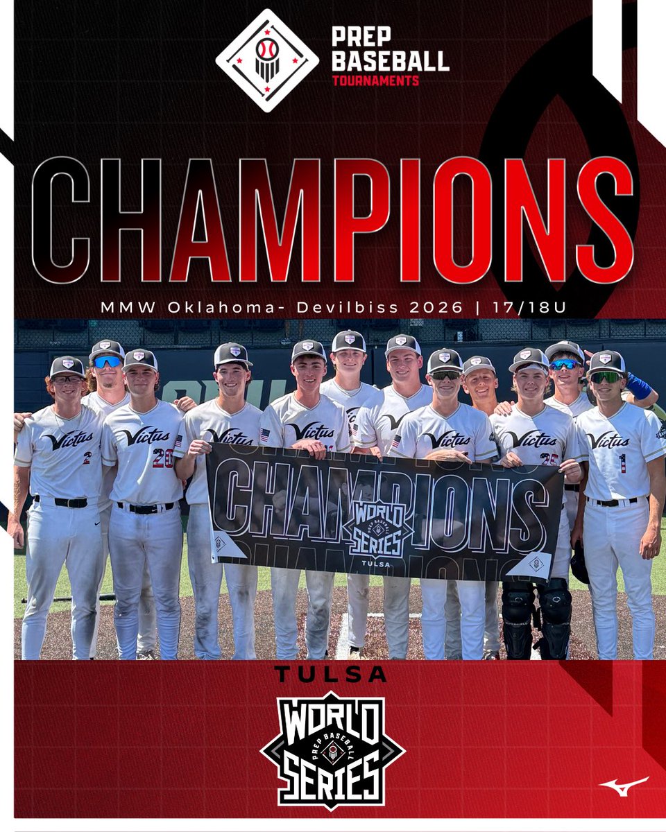 PBRTournaments's tweet image. Congrats to the Champions of the PBT Tulsa World Series!
🏆14U: OK Pistols
🏆15U/16U: Risin Baseball-Shamblin
🏆17U/18U: MMW Oklahoma