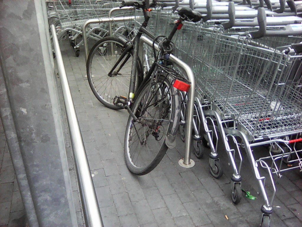 Not seen a bicycle parked in the trolley shed before ...