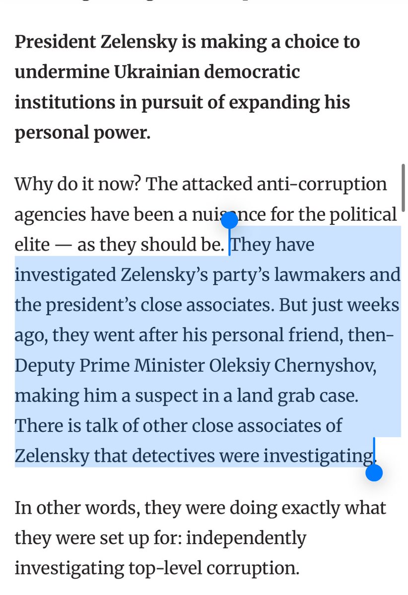 _Nico_Piro_'s tweet image. “Zelensky ha appena tradito la democrazia in Ucraina e chi combatte per difenderla”
Scrive il @KyivIndependent dopo che al NABU (anticorruzione) il presidente ha tolto autonomia
Quante volte ho ripetuto che la guerra per la difesa della democrazia in realtà l’ha indebolita?