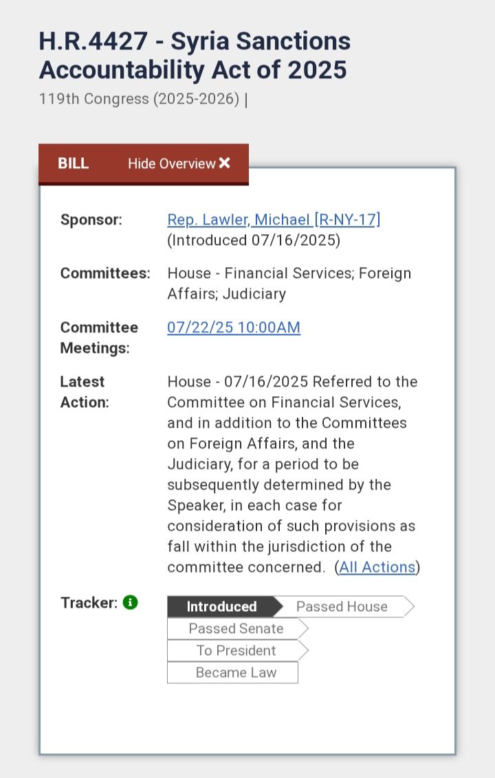 opc4human's tweet image. The US House of Representatives- Finance Committee passed a bill that stipulates a two-year delay in lifting sanctions on Syria. The reasons for the bill... mino-news.press/2025/07/23/con…