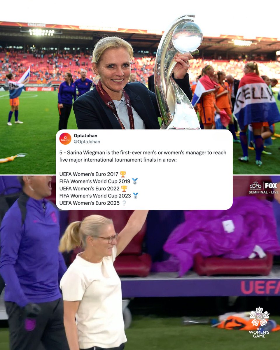 WomensGameMIB's tweet image. SARINA WIEGMAN HAS AN UNREAL TRACK RECORD 🤯
📸: @WEURO2025