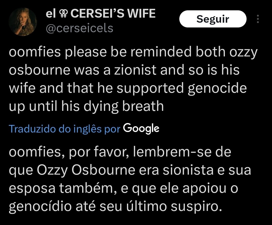 Ozzy ignorou boicotes e tocou três vezes em Israel, incluindo o Ozzfest em Tel Aviv. Sharon, filha de judeu, sempre combateu o antissemitismo com firmeza. Agora, enquanto o mundo se despede, algumas carniças "acusam" Ozzy de ser sionista, como se isso fosse ofensa.
AmIsraelChai🇮🇱
