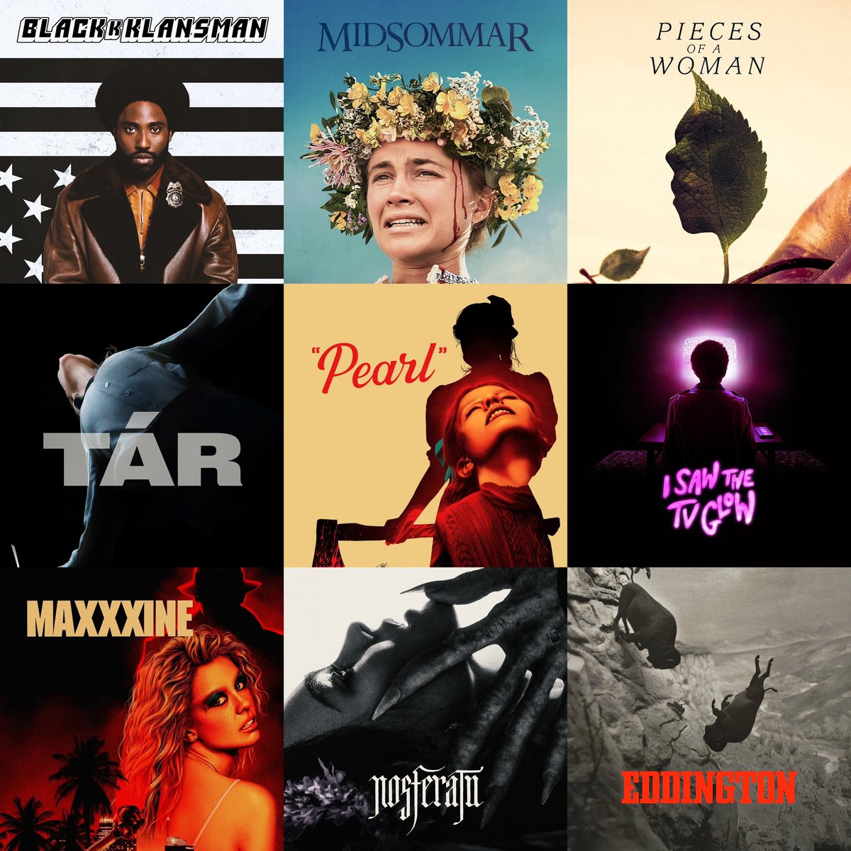 __stvnnn's tweet image. Dans une interview accordée à IndieWire, Martin Scorsese a dévoilé ses films préférés de ces dernières années :
• BlacKKKlansman
• Midsommar
• Pieces of a Woman
• Tár
• Pearl
• I Saw the TV Glow
• MaXXXine
• Nosferatu
• Eddington