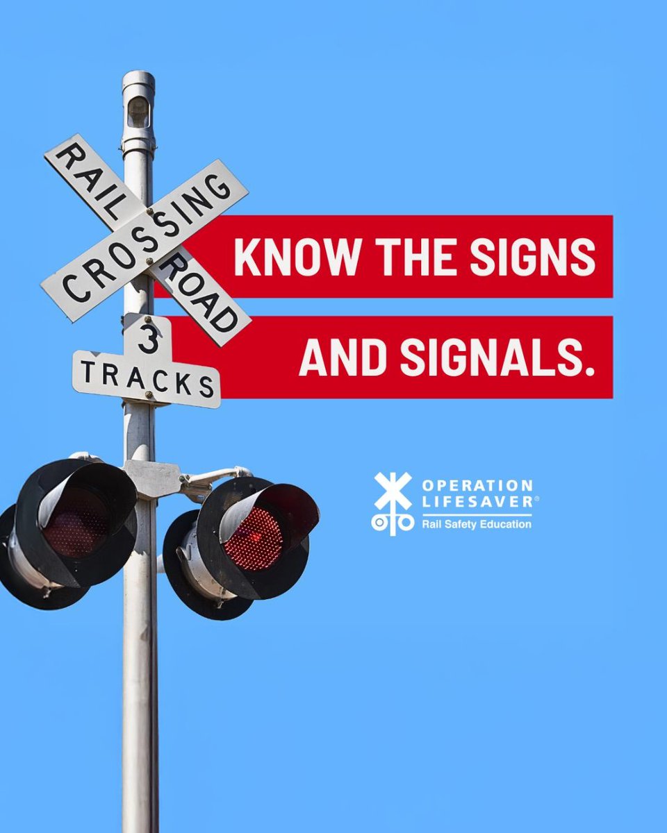 olinational's tweet image. When there’s a red flashing light and a gate that’s down, a train is coming. Know the signs and signals — they could save your life.
#RailSafetyEducation
#STOPTrackTragedies