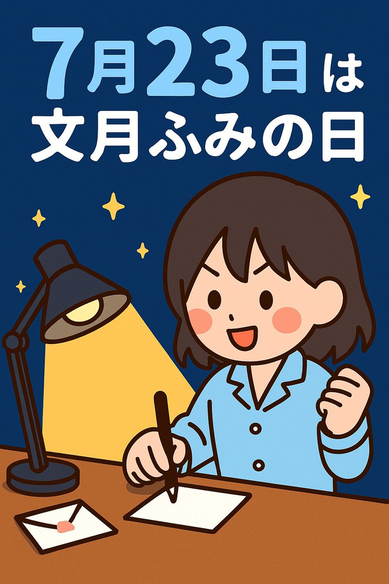 Tsukuminavi's tweet image. 7/23は #文月ふみの日
7月は文月、23日は「ふみ」の語呂合わせから #文月ふみの日
手紙の楽しさや、届いたときのうれしさを通して、文字文化をつないでいく――
そんな記念日です。
あなたの言葉が、今日を変えるきっかけになるかもしれない。
今日は、優しい言葉を一つ、誰かに届けてみましょう❗️
