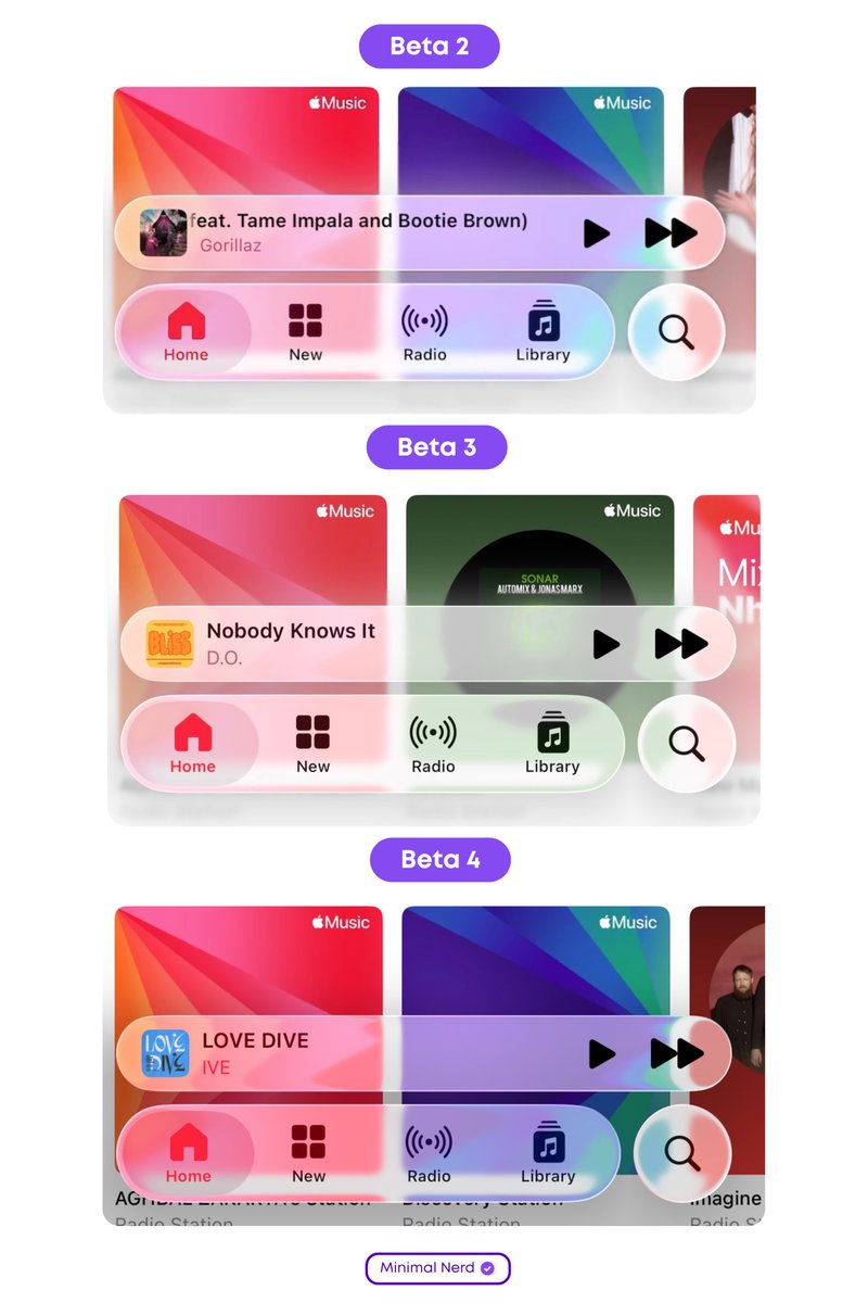 minimalnerd1's tweet image. #iOS26 Liquid Glass Beta 2 vs Beta 3 vs Beta 4!
Which one do you prefer ?!
