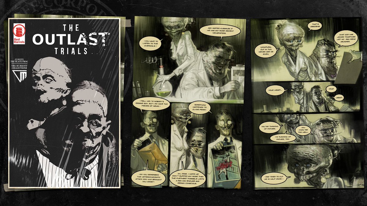 TheRedBarrels's tweet image. Never odd or even. 👩🔬🤵 Uncover the twisted story of Otto and Arora Kress in The Murkoff Collections 6th issue. If you can stomach it, read the free digital comic available on our website! 📓 redbarrelsgames.com/comic-books/th…
#TheOutlastTrials #MurkoffCollections #Outlast