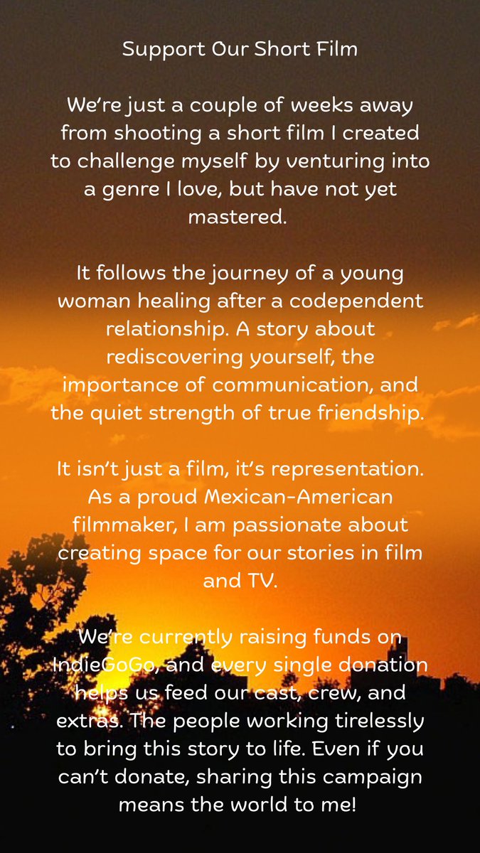 OnlyNemonia's tweet photo. 🎬Support Our Short Film🎬
IndieGoGo 🔗: https://t.co/BKvWk81szj
#mexicanamerican #indiefilmmaker #ogdenutah #indieshortfilm #shortfilmmaker #latinxfilmmakers #SupportIndieFilm #WomanInFilm https://t.co/ZyTaNoSL6D