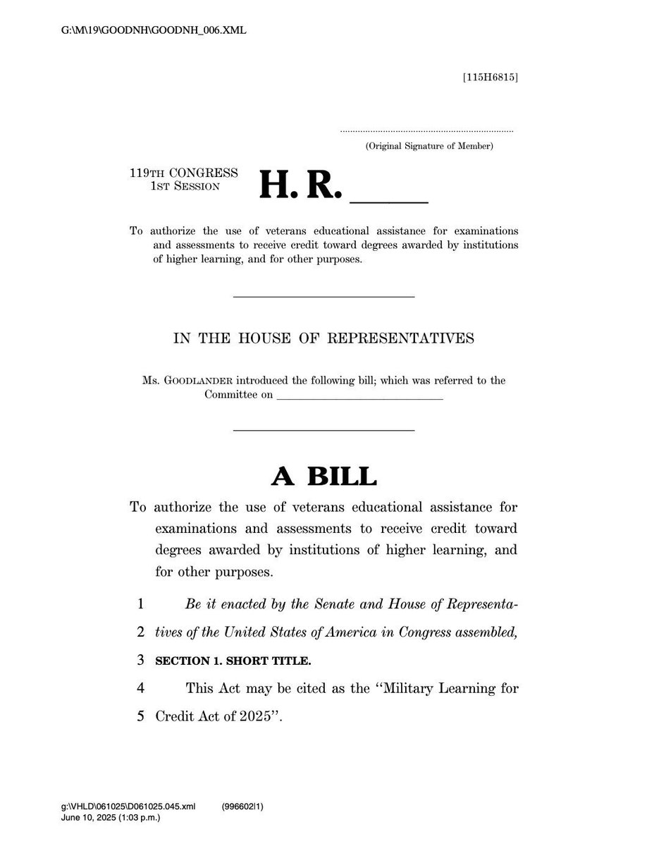 RepStefanik's tweet image. Today, I proudly co-led the Military Learning for Credit Act. This bill unlocks the ability of veterans to use existing benefits to afford the costs of educational exams. It is critical we enable veterans to convert military skills into college credits and career opportunities.…