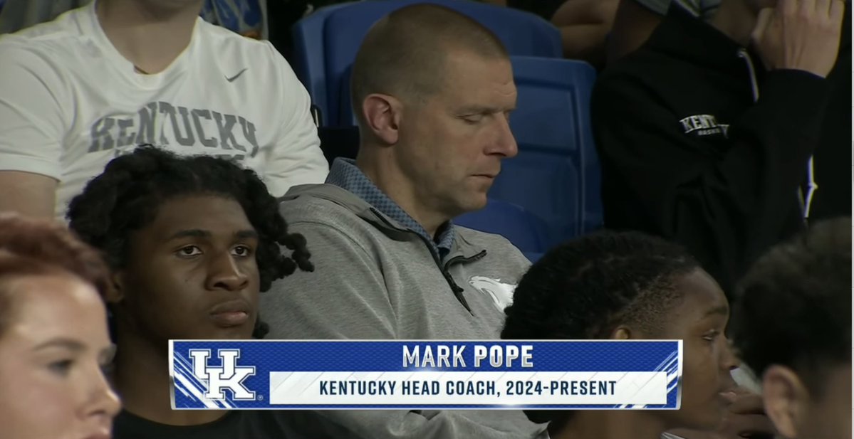 MrsTylerKSR's tweet image. Mark Pope is in the stands with his team for La Familia vs. Eberlein Drive in the TBT Lexington Regional final.