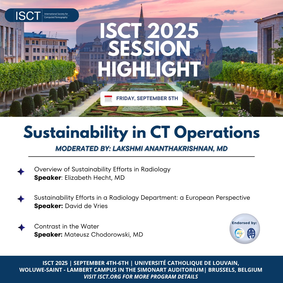 ISCTrad's tweet image. How can CT operations go green? 
At ISCT 2025, we’re talking sustainability in radiology from eco-conscious contrast use to department wide strategies. #Radiology #ComputedTomography