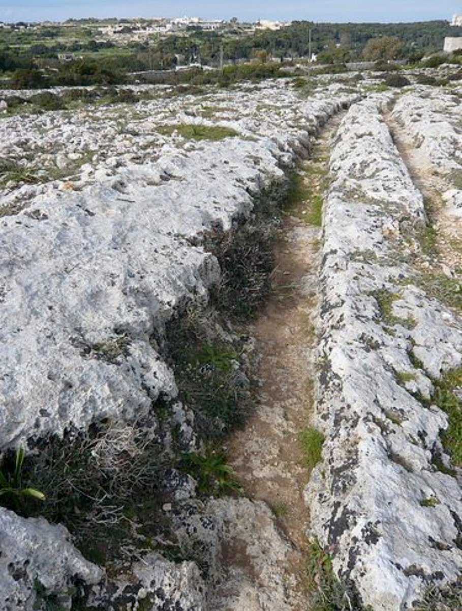 QDrop2450's tweet image. Rut tracks made by the repeated passage of wheels (were they wheels?) of some type of ancient vehicles from ALL OVER THE WORLD.
Question is: What type of "vehicles" did this? 🤔