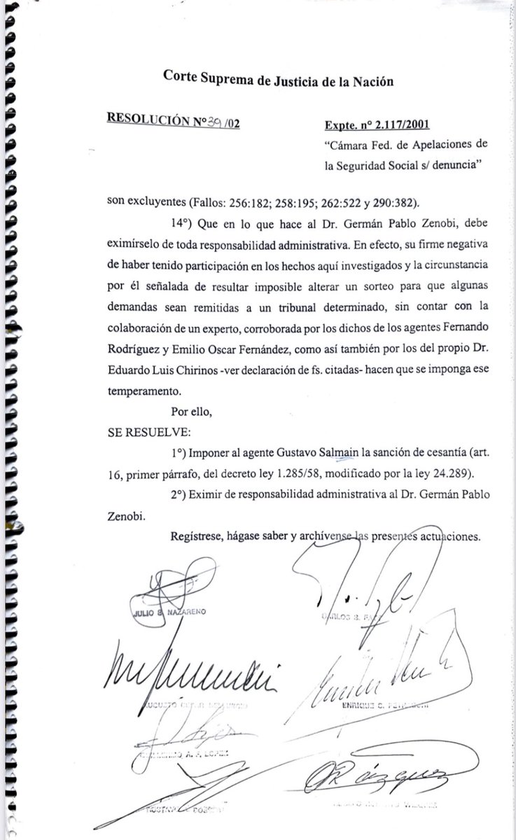 LioneCattalini's tweet image. Esta es la resolución que confirma que Salmain fue cesanteado por corrupción y aún así logró ser juez federal en Rosario.
No podemos permitir que la justicia siga siendo refugio de privilegios e impunidad.