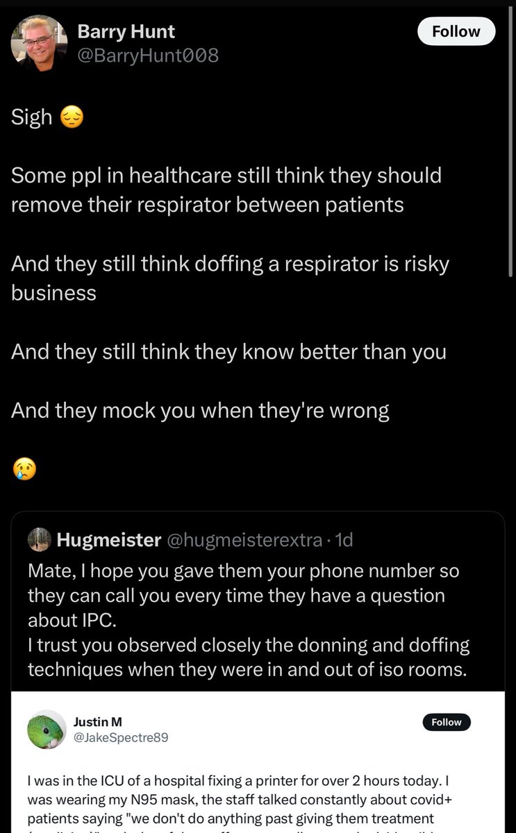 hugmeisterextra's tweet image. Welcome to the real world Bazza, where HCW use PPE according to expert advice, not twitter ‘celebrities’