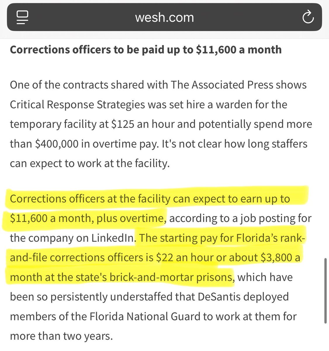 CarlosGSmith's tweet image. The State of Florida is using corrupt, no-bid contracts to pay corrections staff in their disgusting Everglades detention camp THREE TIMES more than we pay corrections officers in our state prisons—- WHY??? 💰💰💰
wesh.com/article/florid…