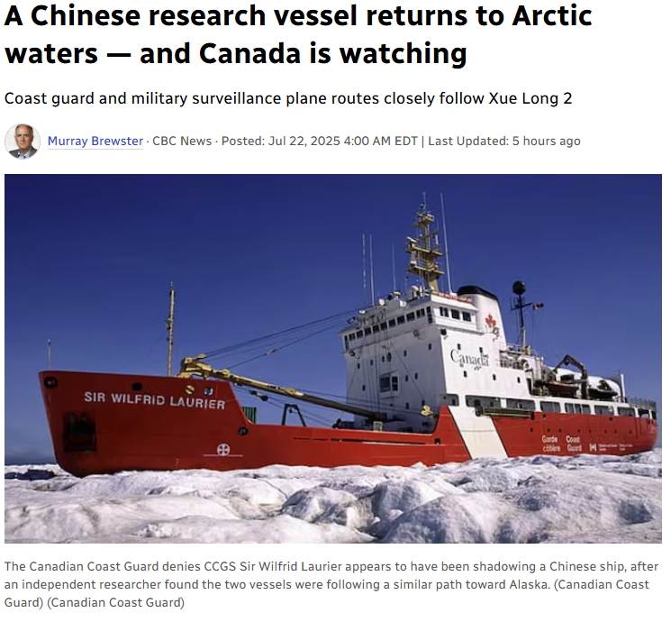 TaiwanInCanada's tweet image. Knock knock. A #PRC research vessel is back in Arctic waters—right on #Canada’s doorstep. As concerns rise over dual-use operations, it’s clear China’s grey-zone tactics are expanding beyond the #IndoPacific. Vigilance in the High North is now a strategic imperative.