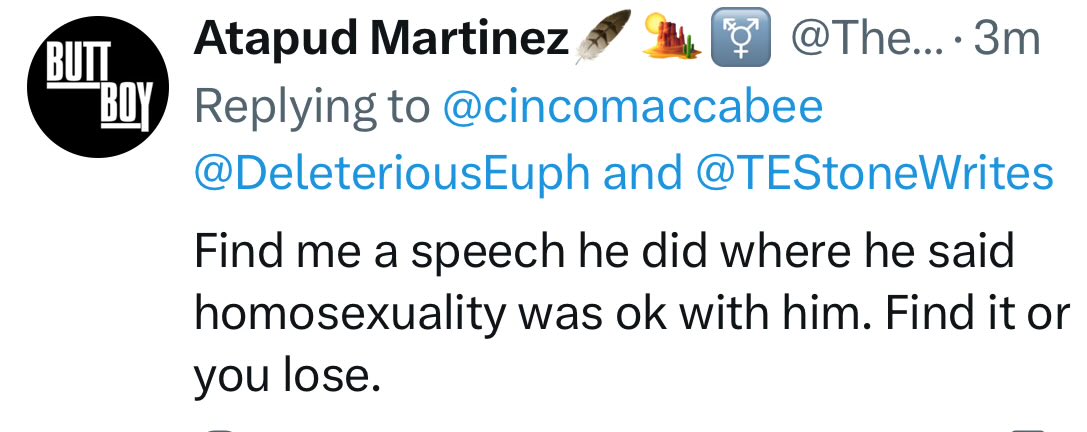 cincomaccabee's tweet image. “Butt Boy” here has problems with reasoning skills