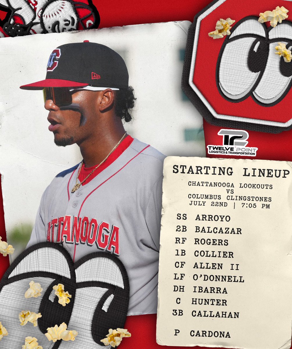 ChattLookouts's tweet image. On the road again.
🆚: Columbus Clingstones
📍: Synovus Park
📻: Listen on 98.1 The Lake
📺: Watch on MiLB.TV
Presented by Twelve Point Logistics & Transportation