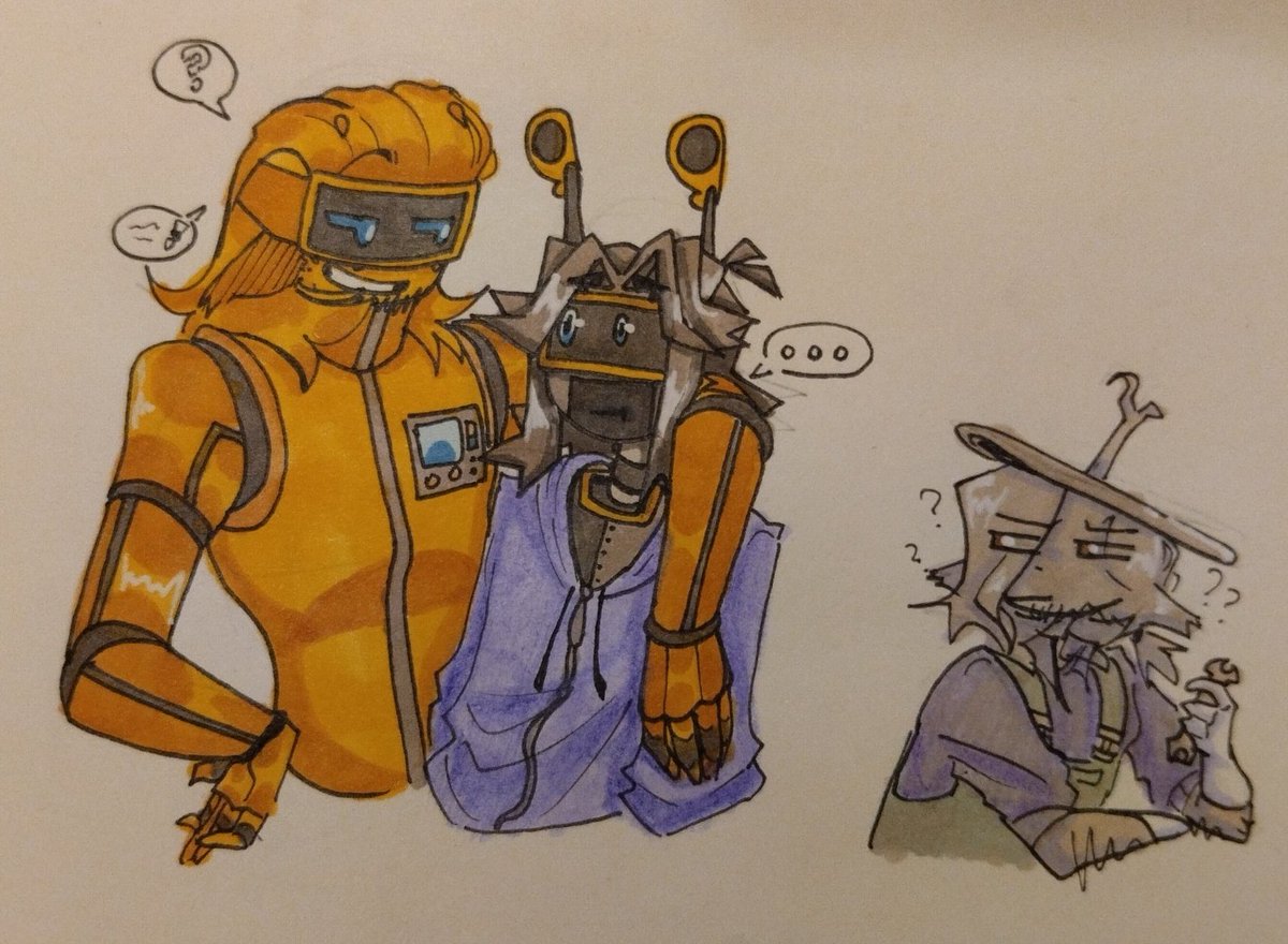 WisikUeu's tweet photo. I really haven't drawn them for a long time...

Fun fact: FunBot "made" his own hair, because he does not want to be "bald"
Don't ask why

And the wolf loves to be scratched behind the ear, hehe
#sprunki #Garnold #FunBot #Clukr #Gray https://t.co/BiSRKAWwzM