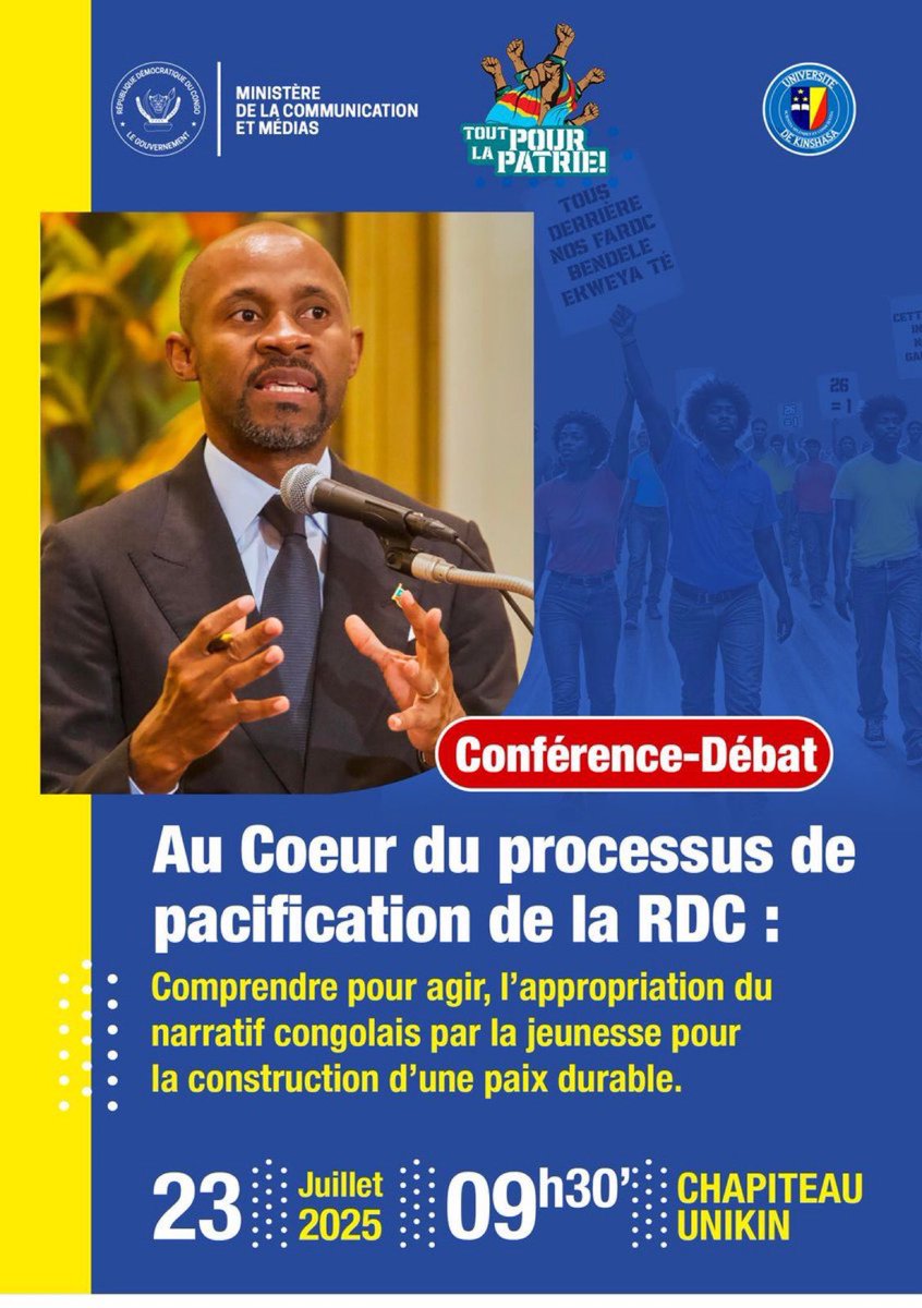 Alain Make Nzonga (@alainmake20) on Twitter photo #RDC : Rendez-vous ce mercredi 23 juillet 2025 avec le porte-parole du gouvernement <a href="/PatrickMuyaya/">Patrick Muyaya</a> ! #RDC : Rendez-vous ce mercredi 23 juillet 2025 avec le porte-parole du gouvernement <a href="/PatrickMuyaya/">Patrick Muyaya</a> !