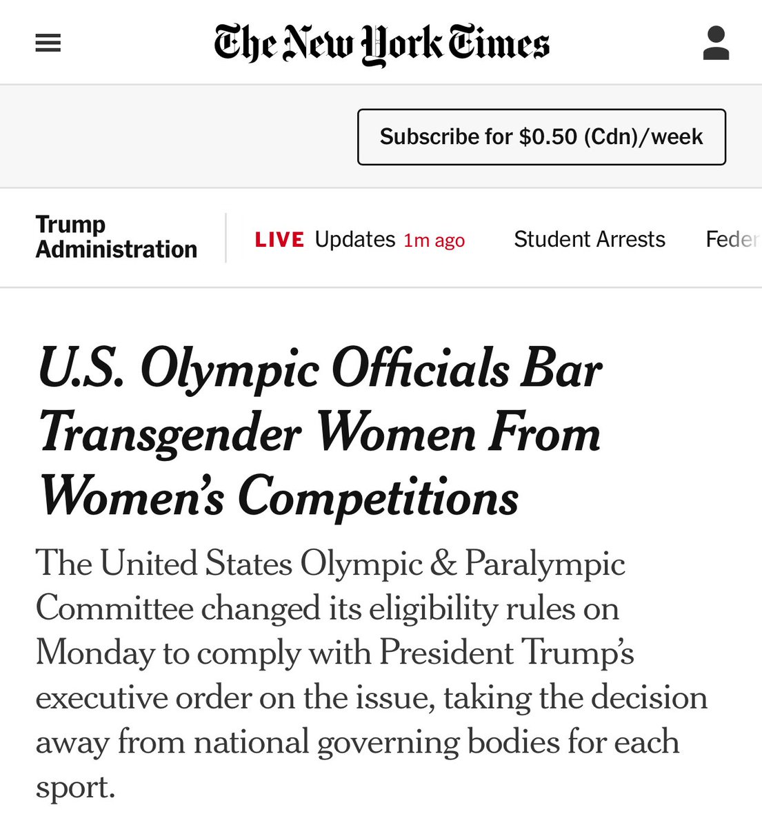 preta_6's tweet image. Don’t let anyone tell you that anyone is “banned” from Olympic sports.
Being told to play on the team that corresponds to your biological sex is not a ban. It’s fairness.
✌🏻