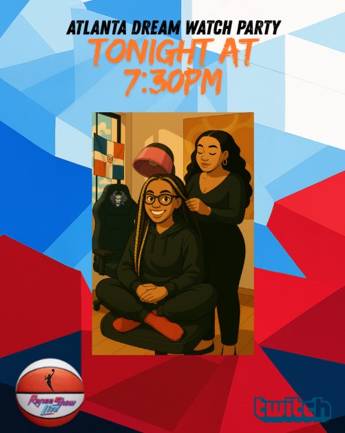 ReneeShowLive's tweet image. Come watch the #WNBA games tonight with us. The graphic says 7:30pm EST, so we will probably be starting at 8pm馃槀..
See yall tonight on @Twitch!
馃摵Twitch.TV/ReneeShowLive