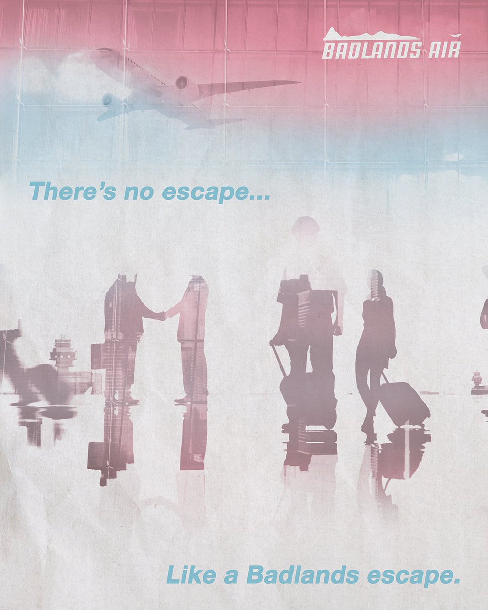 haIseylq's tweet image. Official posters for ‘Badlands Air’ designed by Steph Scheerer.