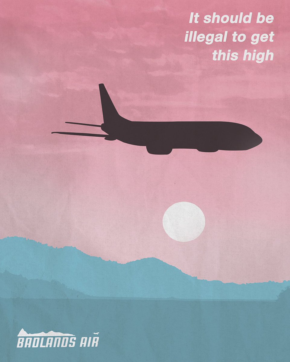 haIseylq's tweet image. Official posters for ‘Badlands Air’ designed by Steph Scheerer.