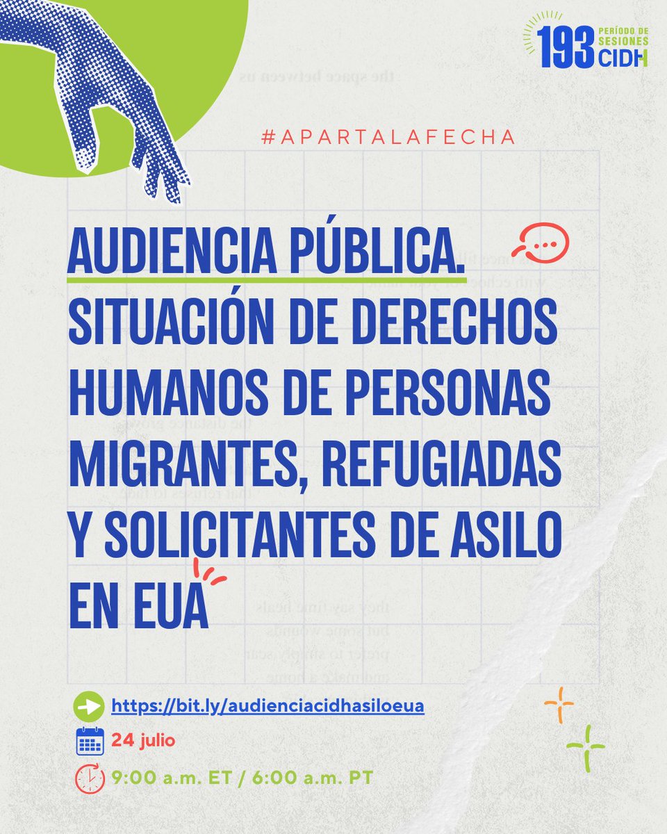 IMUMI (@imumidf) on Twitter photo #AudienciaPúblicaCIDH #MigraciónYAsilo
📣 La <a href="/CIDH/">CIDH - IACHR</a> celebra audiencia pública sobre violaciones sistémicas de derechos humanos de personas migrantes, solicitantes de asilo y refugiadas cometidas por el gobierno de EUA. 14 osc's de México y EUA presentarán pruebas de los abusos, #AudienciaPúblicaCIDH #MigraciónYAsilo
📣 La <a href="/CIDH/">CIDH - IACHR</a> celebra audiencia pública sobre violaciones sistémicas de derechos humanos de personas migrantes, solicitantes de asilo y refugiadas cometidas por el gobierno de EUA. 14 osc's de México y EUA presentarán pruebas de los abusos,