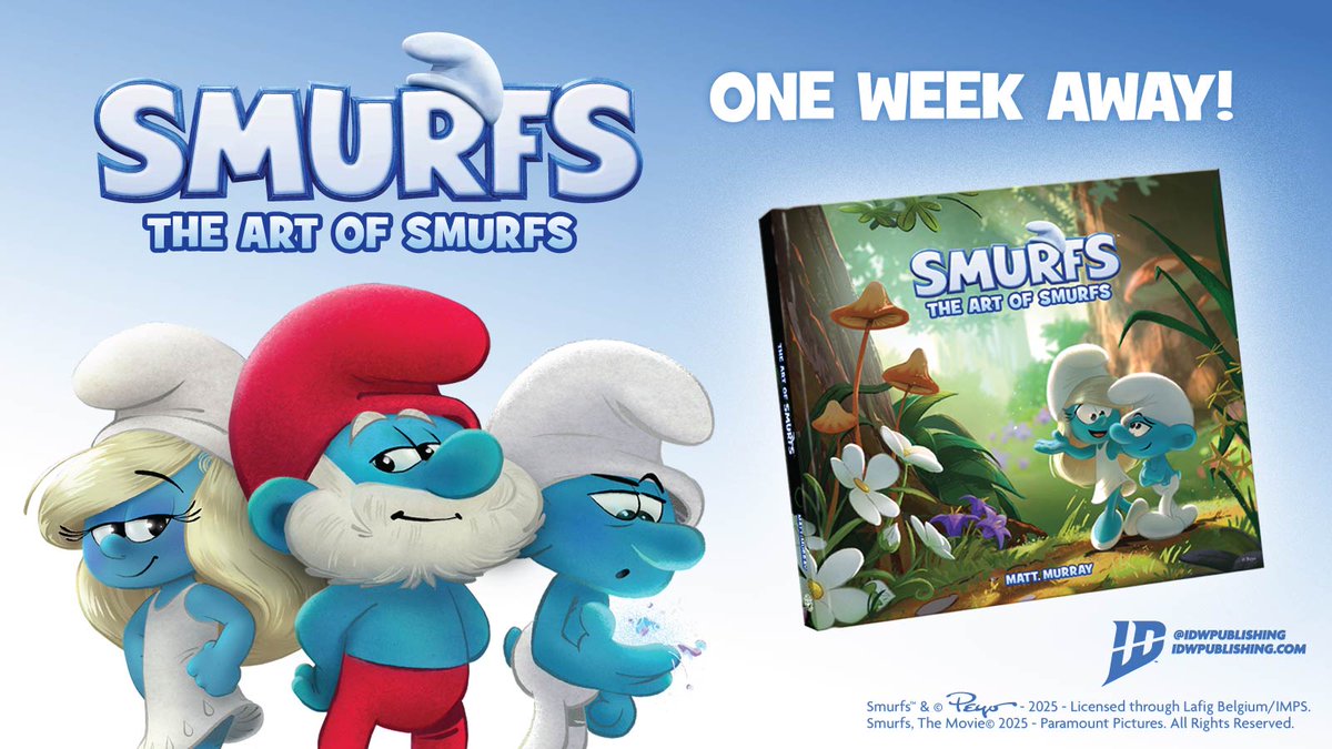 IDWPublishing's tweet image. Journey into the world of #Smurfs with fresh takes on well-known characters such as #Smurfette, #PapaSmurf, #GrouchySmurf, #Gargamel, & #Azrael, & brand-new faces.
Get a #BTS look at the art of the new #SmurfsMovie.
#TheArtofSmurfs comes out soon: ow.ly/vxWT50WoUqk