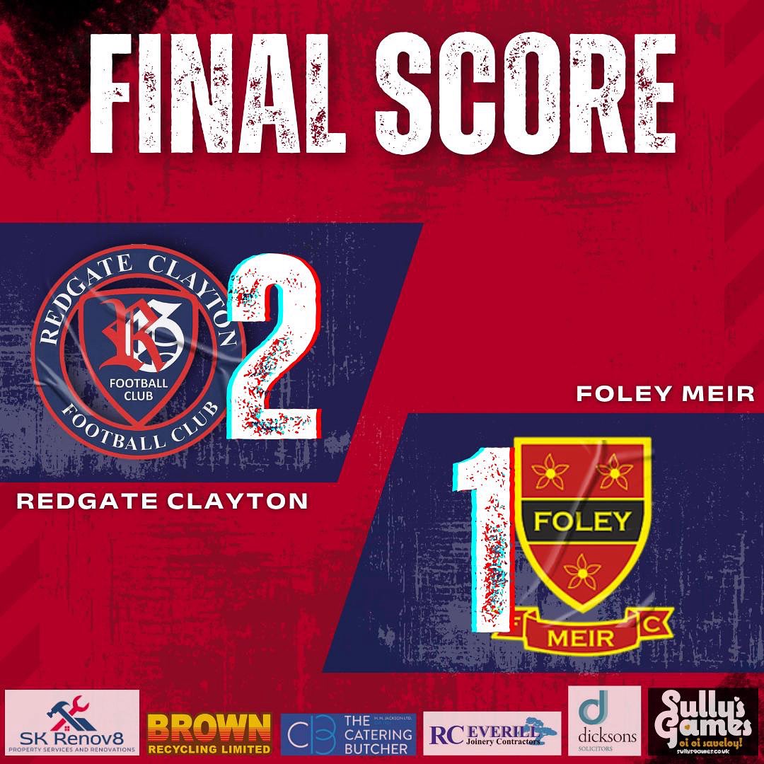 Positive performance tonight from Redgate, giving the management plenty to think about before Saturday.

Big thank you to Foley for the giving the lads a competitive 90 mins and a tough test and all the best for the rest of the season 💙❤️
