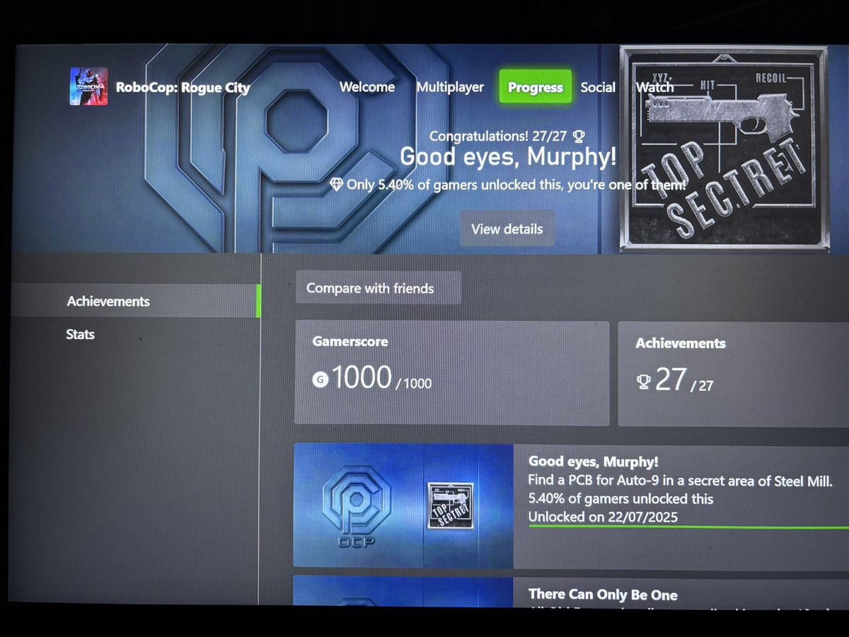TheSEGAHolic's tweet image. Haven’t 100% a video game in a long, long time.
It’s kind of fitting that a game inspired by my favourite movie made it happen. #RoboCop
Still insane to think I only paid £1.96 for this game before it went onto Game Pass. 🤯