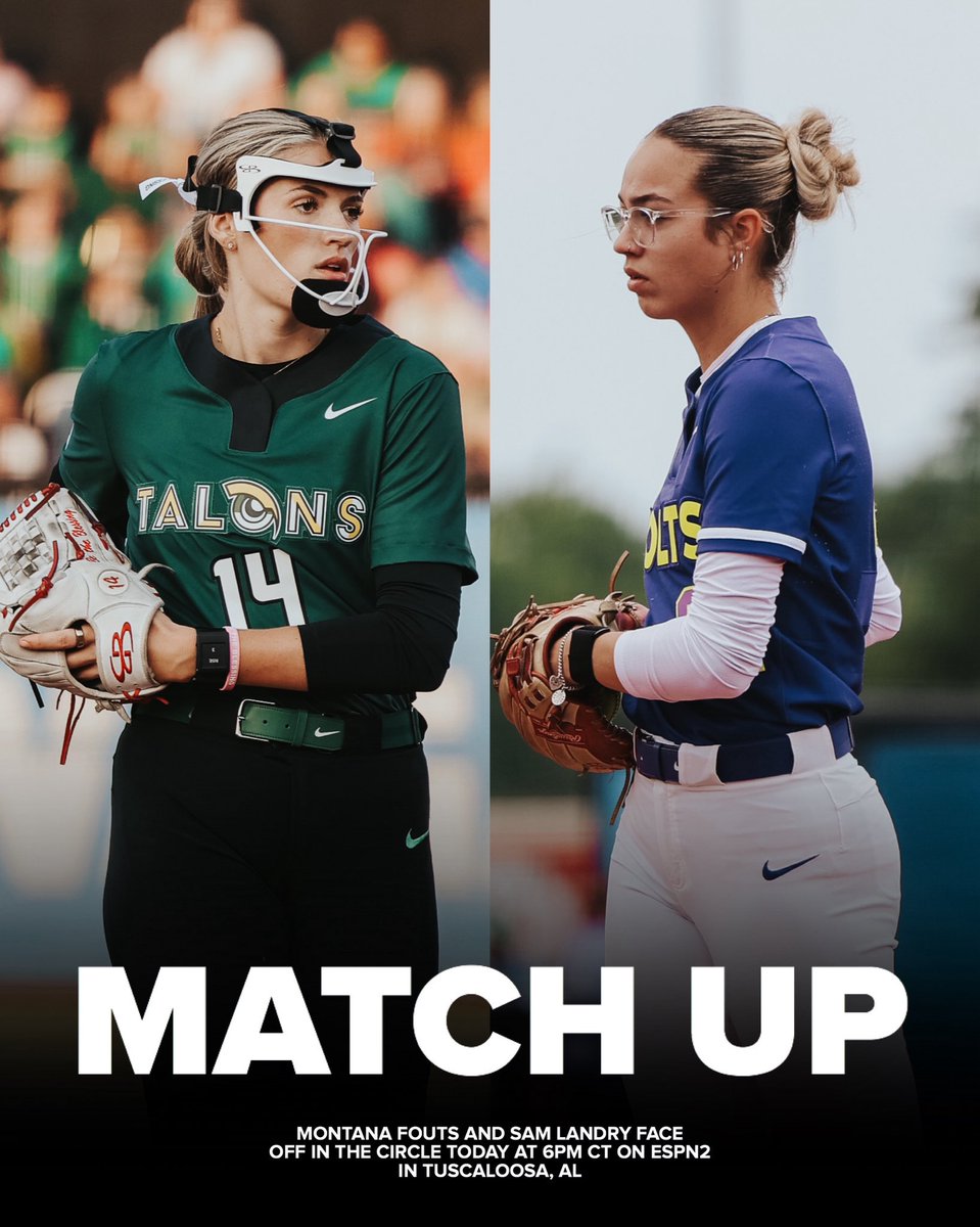 Big game tonight in Tuscaloosa as <a href="/theAUSLofficial/">AUSL</a> comes to town and brings back 3x All-American <a href="/MontanaFouts/">Montana Fouts</a>!

She’s battling another former All-American from Oklahoma, Sam Landry, in the circle. 

We’ve got Talons vs. Volts tonight at 6pm CT. Catch the action on ESPN2!