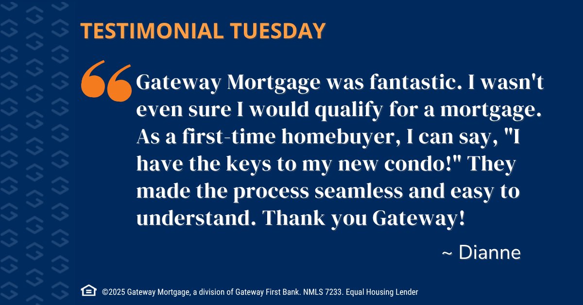 There’s nothing quite like the feeling of holding the keys to your new home! 🏡✨

This week, we’re celebrating a happy new condo owner who shared how grateful she was for her Gateway Mortgage team. 

#TestimonialTuesday