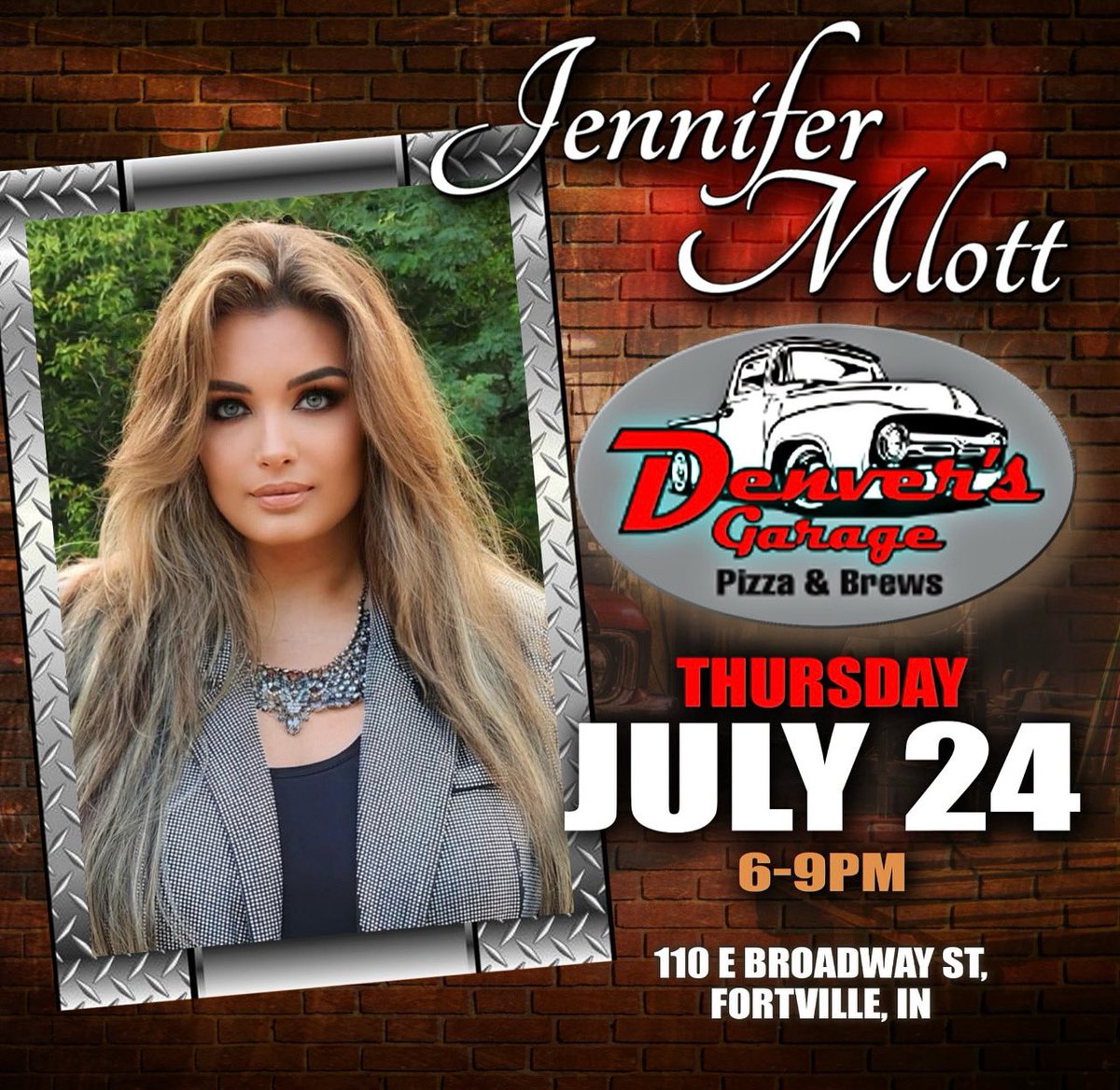 JenniferMlott's tweet image. Thursday! Join us at Denver's Garage Pizza and Brew at 6-9 PM! Their pizza is absolutely fantastic and you’ve got to try it! See you soon Fortville! #jennifermlottmusic