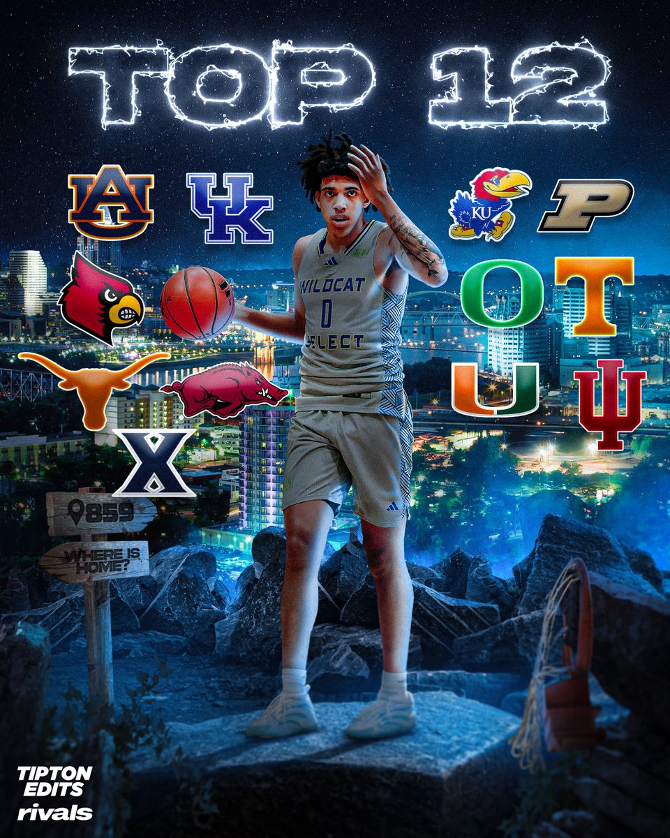 TiptonEdits's tweet image. NEWS: 5⭐️ Tay Kinney is down to 12 schools, source tells @Rivals.
The 6-2 rising senior is one of the top point guards in the country.
on3.com/rivals/news/ta…